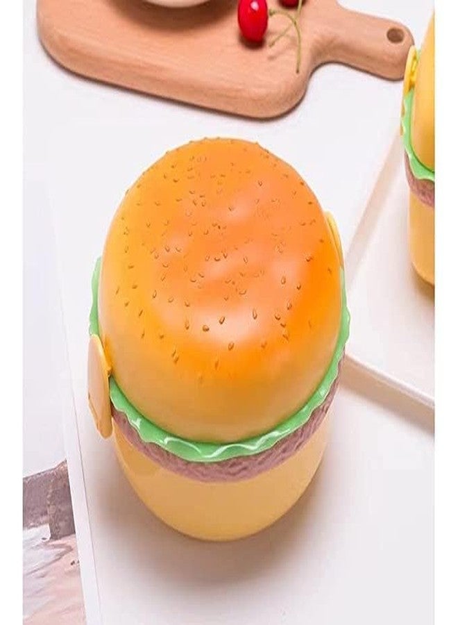 VIDORA Lunch Box for Kids Burger Shape School Tiffin Box for Boys & Girls Leak Proof Plastic with Compartments - Image 3