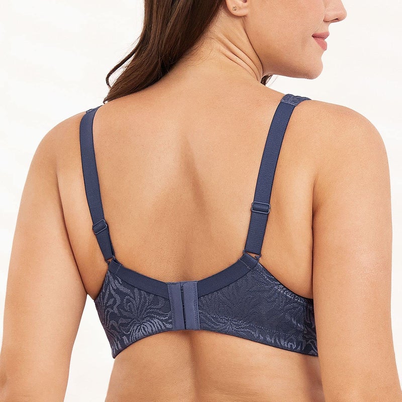 Wingslove Women's Full Coverage Non Padded Comfort Minimizer Wire-Free Bra Plus Size(Grey Blue,40B) - Image 5
