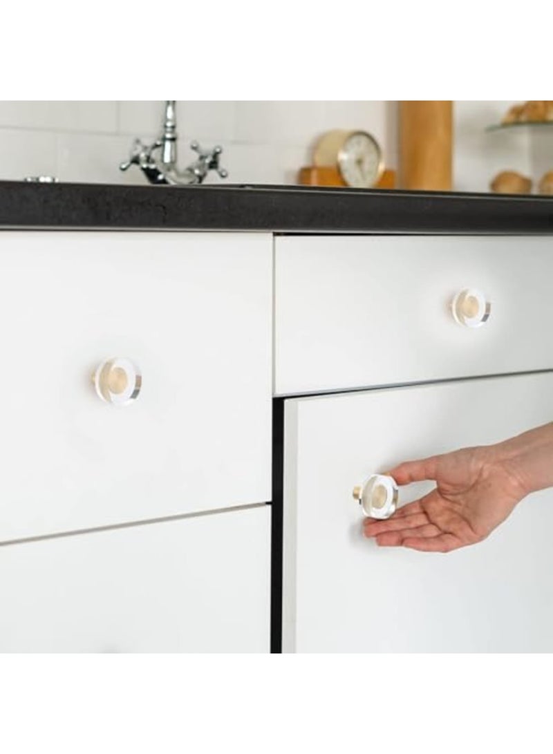 SYOSI Glass Cabinet Knobs, Crystal Cabinet Pulls, Gold Brass Drawer Pull for Dresser, Furniture, Kitchen, Cupboard Hardware, Round Style, Elegant Gold Design, Durable Brass, Easy Installation(8 Pieces) - Image 4