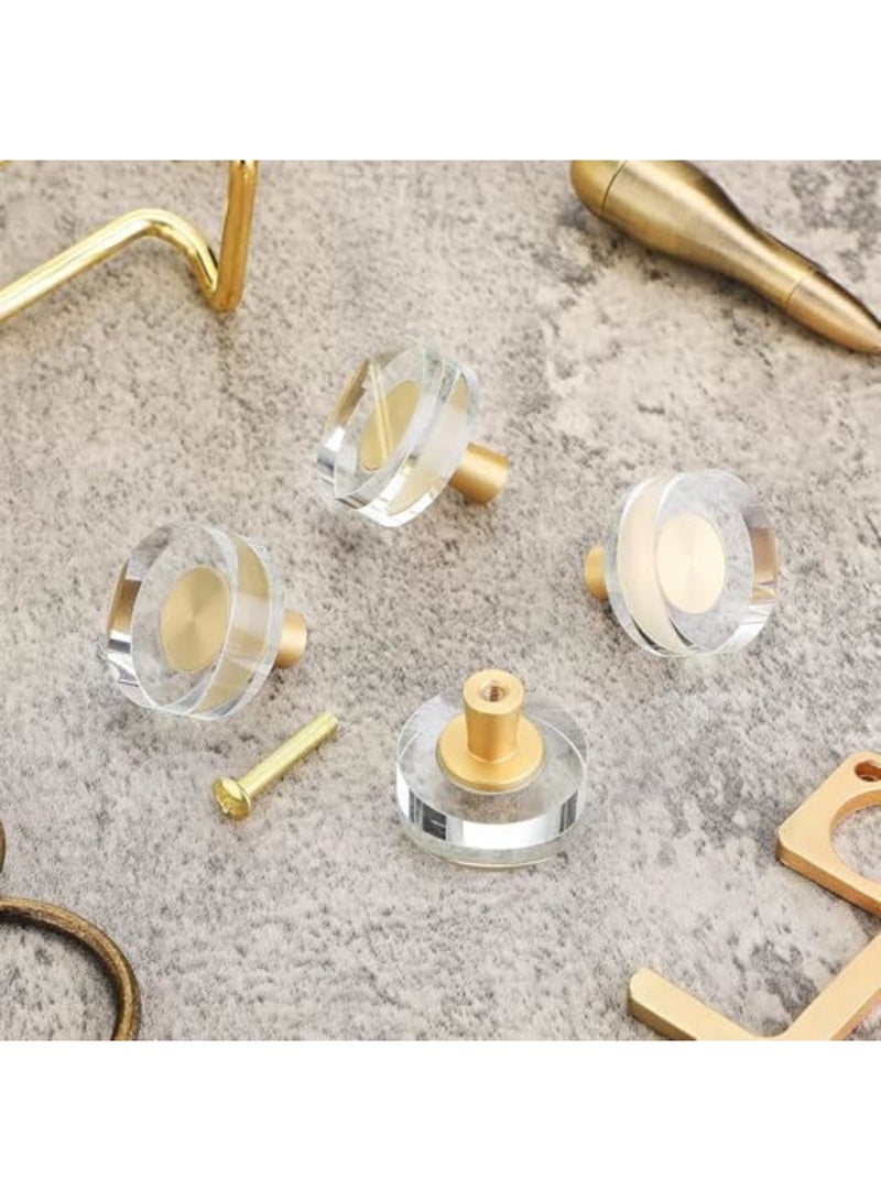 SYOSI Glass Cabinet Knobs, Crystal Cabinet Pulls, Gold Brass Drawer Pull for Dresser, Furniture, Kitchen, Cupboard Hardware, Round Style, Elegant Gold Design, Durable Brass, Easy Installation(8 Pieces) - Image 2