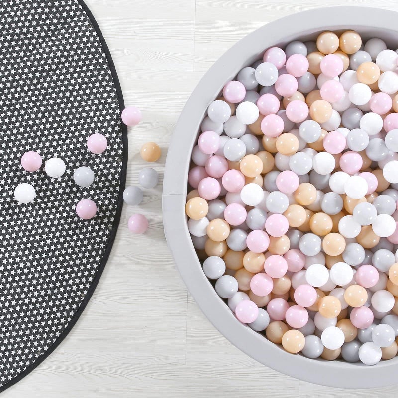 GOGOSO Ball Pit Balls for Toddler Baby Plastic Playballs Kids Soft Pastel Pelotas NonToxic BPAFreePinkGreyBeigeWhite100 Balls - Image 2