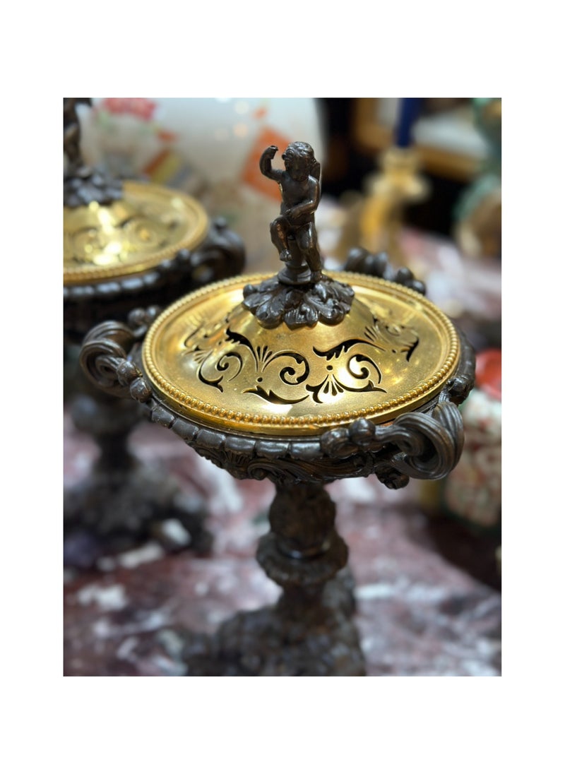 Generic - European Bronze Tazza  with Gilt Lid - Image 1