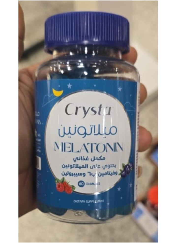 كريستال ميلاتونين 60 حلوى ميلاتونين الوحيد الذي يحتوي علي 5 مواد فعالة امنة و طبيعية ولا تسبب التعود او الادمان تعمل معا علي:تقليل الوقت للدخول في النوم. زيادة فترات النوم العميق. 