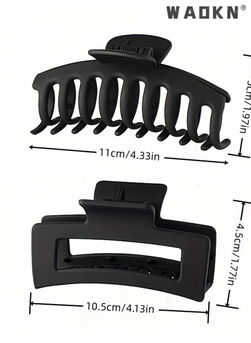 WAOKN 8-Piece Big Large Hair Claw Clips for Women Thin Thick Curly Hair,Strong Hold Jaw Clips Matte claw clip set,Large Claw Clip,Rubber Paint Hair Clip, Makeup Shower Claw Clip,Neutral Colors - Image 2
