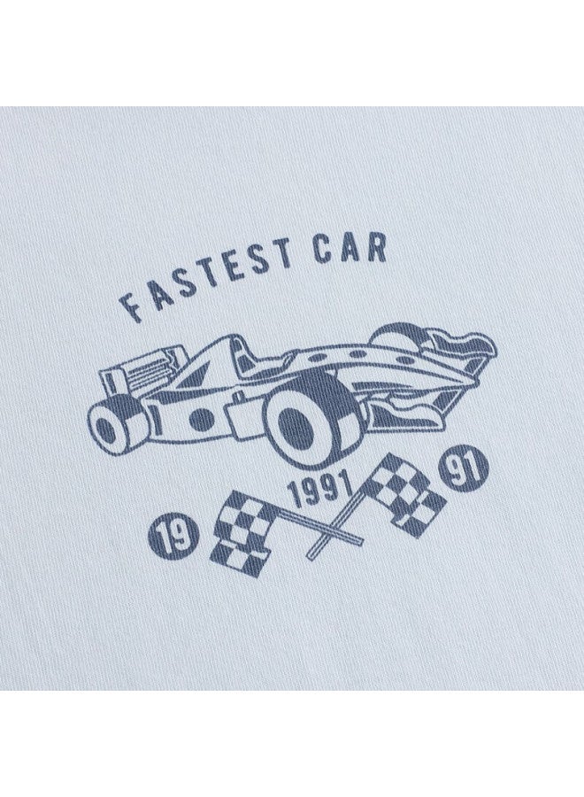 THREEGUN طقم ملابس منزلية للأطفال من ثريغون قطن ناعم بأكمام طويلة وياقة دائرية وسروال طويل لون أزرق فاتح 110 - Image 5