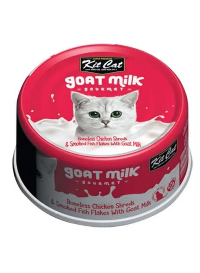 Kit Cat Wet cat food with boneless chicken flavor and smoked fish with goat milk 6 packs 70 grams - Image 2