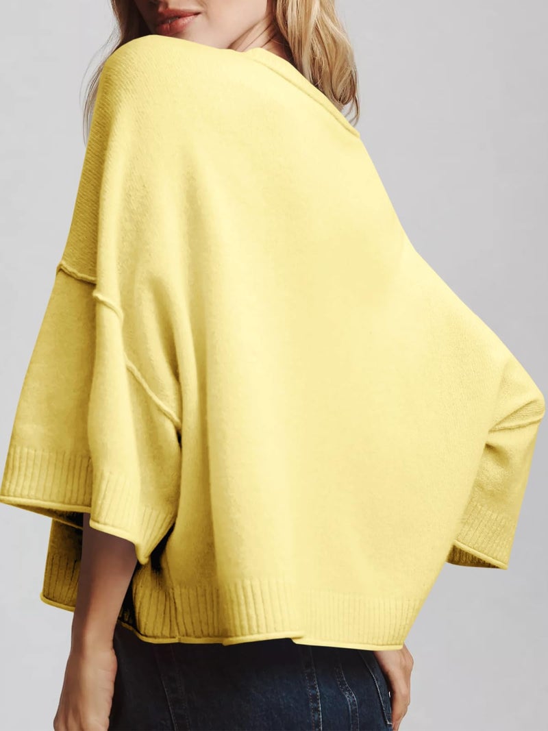 Saodimallsu Womens Short Sleeve Sweater Summer Oversized Cropped Sweaters Casual Crewneck Lightweight Knit Tops - Image 4