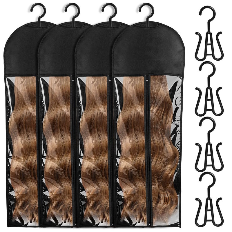 4 PCS Wig Holder Hair Storage Bags Wig Hanger Extra Long Hair Extension Holder Wig Storage for Multiple Wigs315 Inch