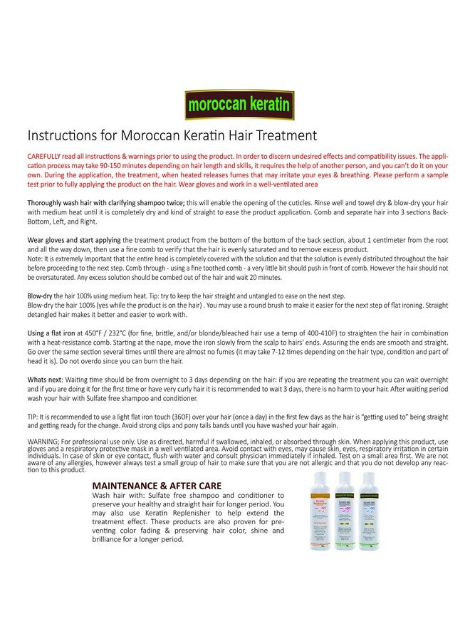 MOROCCAN KERATIN مجموعة علاج الشعر بالكيراتين البرازيلي الذهبية الأكثر فعالية 250 مل صيغة صالون احترافية - Image 5