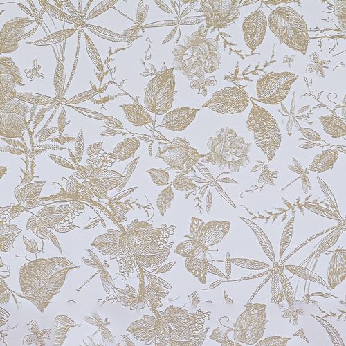LOVADA Champagne & White Rose Wallpaper - Peel & Stick Self-Adhesive (15.7" x 118"), Vintage Floral Vinyl Contact Paper for Cabinets, Removable Wall Covering for Kitchen, Bathroom & Home Decor - Image 1
