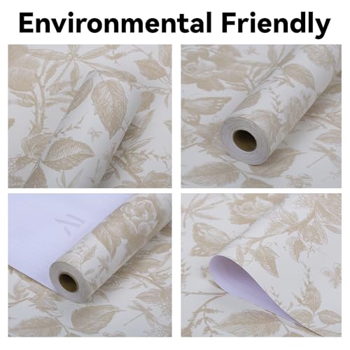 LOVADA Champagne & White Rose Wallpaper - Peel & Stick Self-Adhesive (15.7" x 118"), Vintage Floral Vinyl Contact Paper for Cabinets, Removable Wall Covering for Kitchen, Bathroom & Home Decor - Image 4
