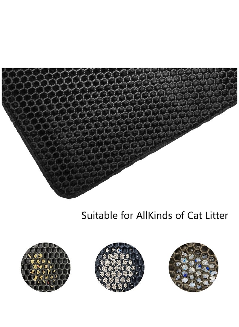 Next Vogue - Next Vogue Cat Litter Mat Kitty Litter Trapping Mat Honeycomb Double Layer, Urine Waterproof, Easier to Clean, Litter Box Mat Scatter Control, Less Waste, Soft on Paws, Non-Slip (70 x 50 CM, Black) - Image 1
