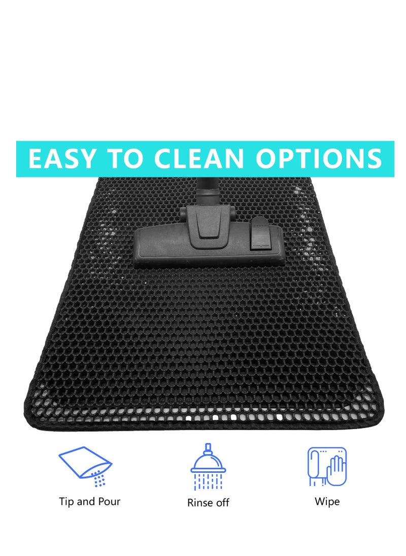 Next Vogue - Next Vogue Cat Litter Mat Kitty Litter Trapping Mat Honeycomb Double Layer, Urine Waterproof, Easier to Clean, Litter Box Mat Scatter Control, Less Waste, Soft on Paws, Non-Slip (70 x 50 CM, Black) - Image 1