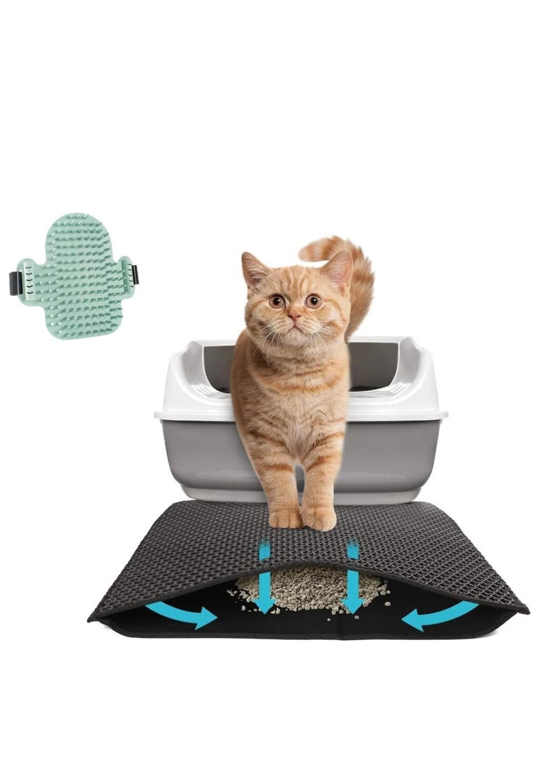 Next Vogue Next Vogue Cat Litter Mat Kitty Litter Trapping Mat Honeycomb Double Layer, Urine Waterproof, Easier to Clean, Litter Box Mat Scatter Control, Less Waste, Soft on Paws, Non-Slip (70 x 50 CM, Black)  - Image 1