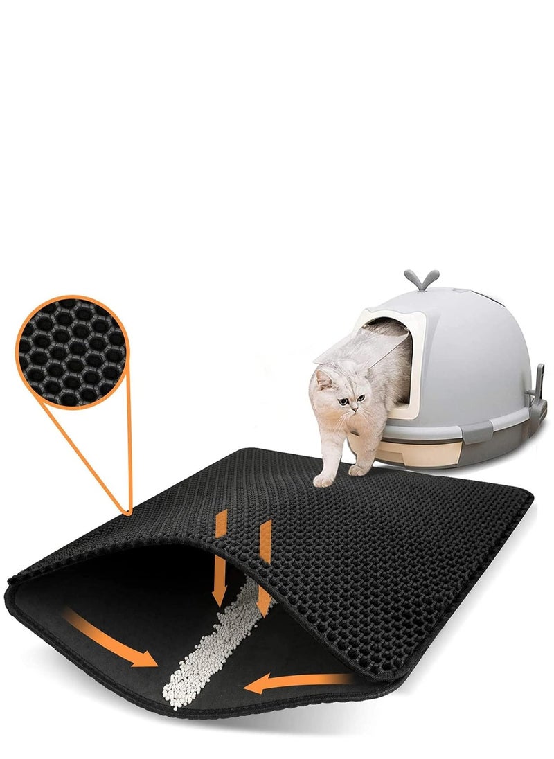Next Vogue Next Vogue Cat Litter Mat Kitty Litter Trapping Mat Honeycomb Double Layer, Urine Waterproof, Easier to Clean, Litter Box Mat Scatter Control, Less Waste, Soft on Paws, Non-Slip (70 x 50 CM, Black)  - Image 5