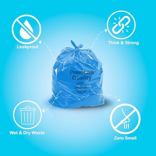 Ezee Blue Garbage Bags Medium 90 Pcs | 30 Pcs x Pack of 3 Rolls | 19 x 21 Inch | Dustbin Bags/Trash Bags/Dustbin Covers for Wet and Dry Waste - Image 2