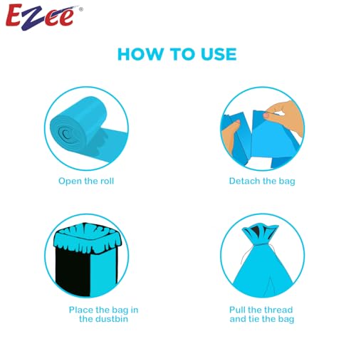 Ezee Blue Garbage Bags Medium 90 Pcs | 30 Pcs x Pack of 3 Rolls | 19 x 21 Inch | Dustbin Bags/Trash Bags/Dustbin Covers for Wet and Dry Waste - Image 3