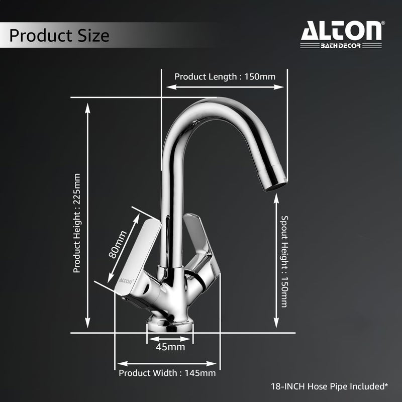 ALTON FAM3360 Brass, Centre Hole Basin Mixer (Chrome) - Image 2