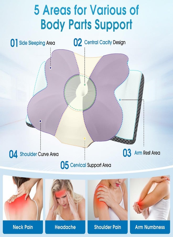 CloudBliss Cervical Neck Pillow for Sleeping, Ergonomic Memory Foam Pillow for Pain Relief Neck Shoulder Support for Side Back Stomach Sleepers, Birthday Gift (Grey, Queen Size) - Image 3