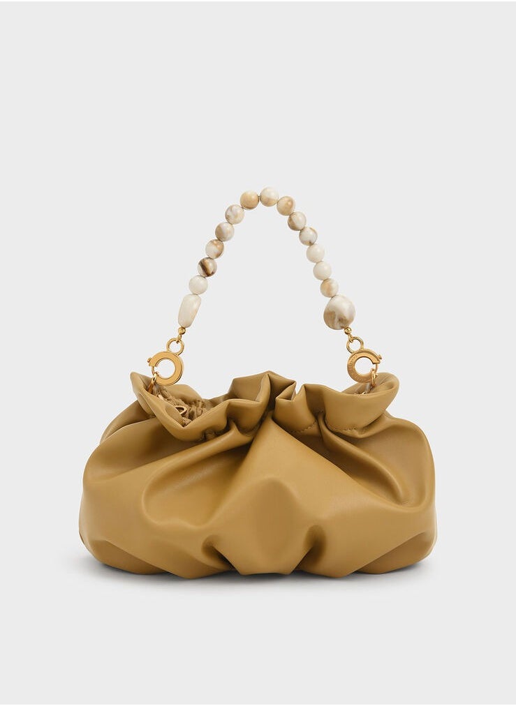 Charles & Keith Ruched Bead-Embellished Bag  - Image 1