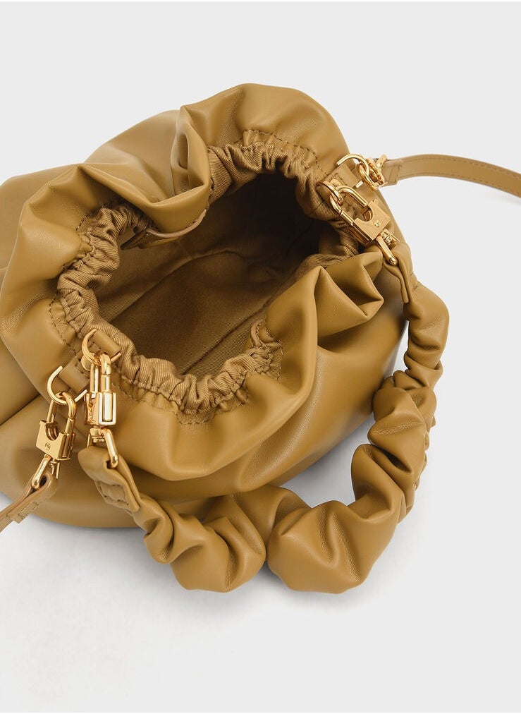 Charles & Keith Ruched Bead-Embellished Bag  - Image 5