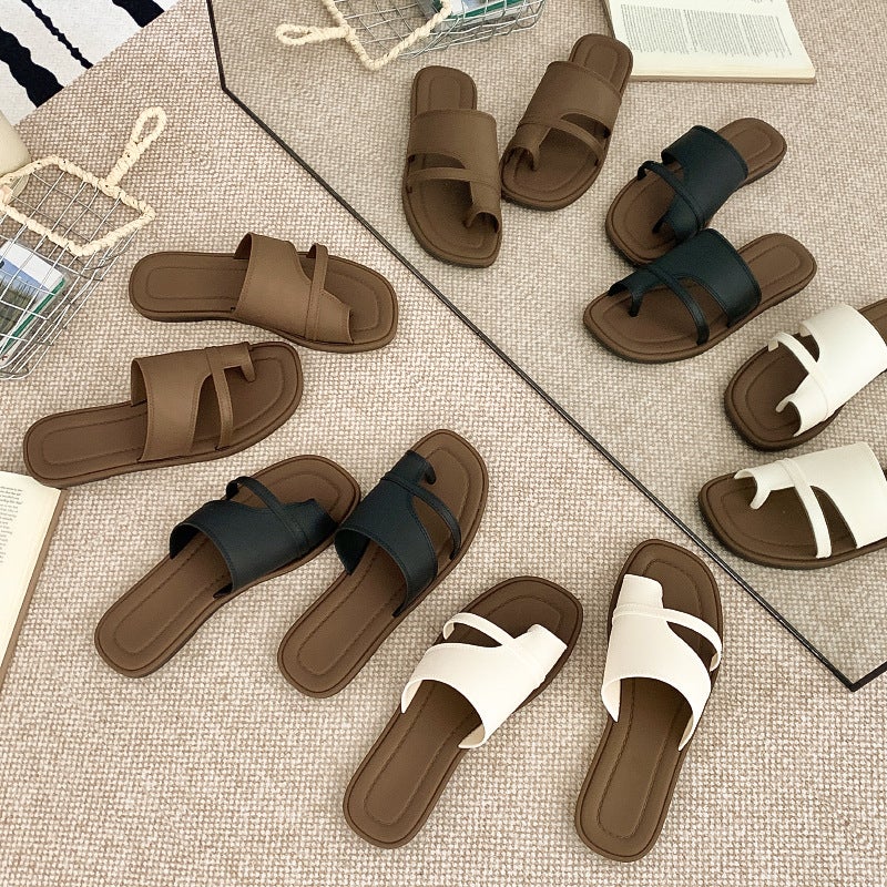 Women's Fashion Flip Flop Sandals PVC Slip On Beach Sliders - Image 4