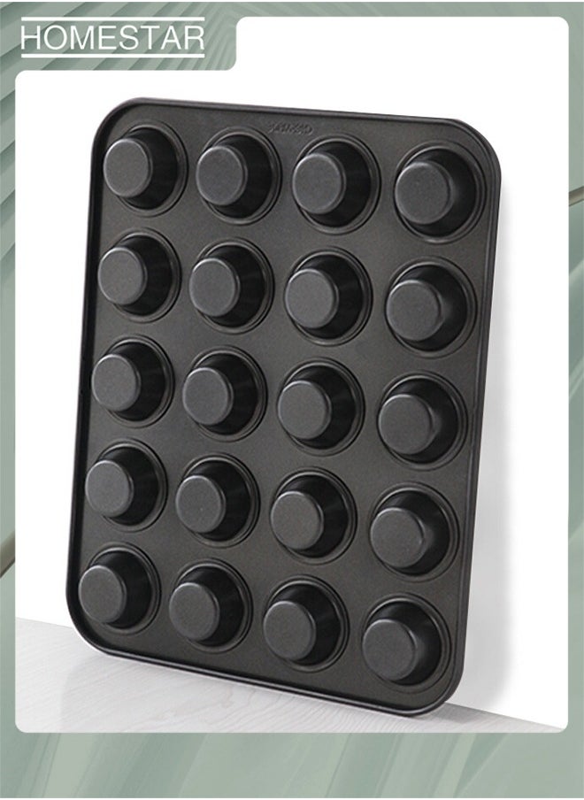 HOMESTAR - Baking Cake Mold, 20 Hole Tea Cake Pan Warp Resistant Shell Shape Mold Cake Pan, Cake Molds for Oven Baking Shapes Black - Image 1
