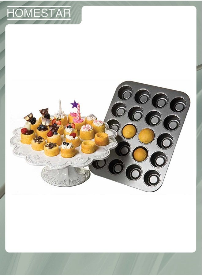 HOMESTAR - Baking Cake Mold, 20 Hole Tea Cake Pan Warp Resistant Shell Shape Mold Cake Pan, Cake Molds for Oven Baking Shapes Black - Image 1