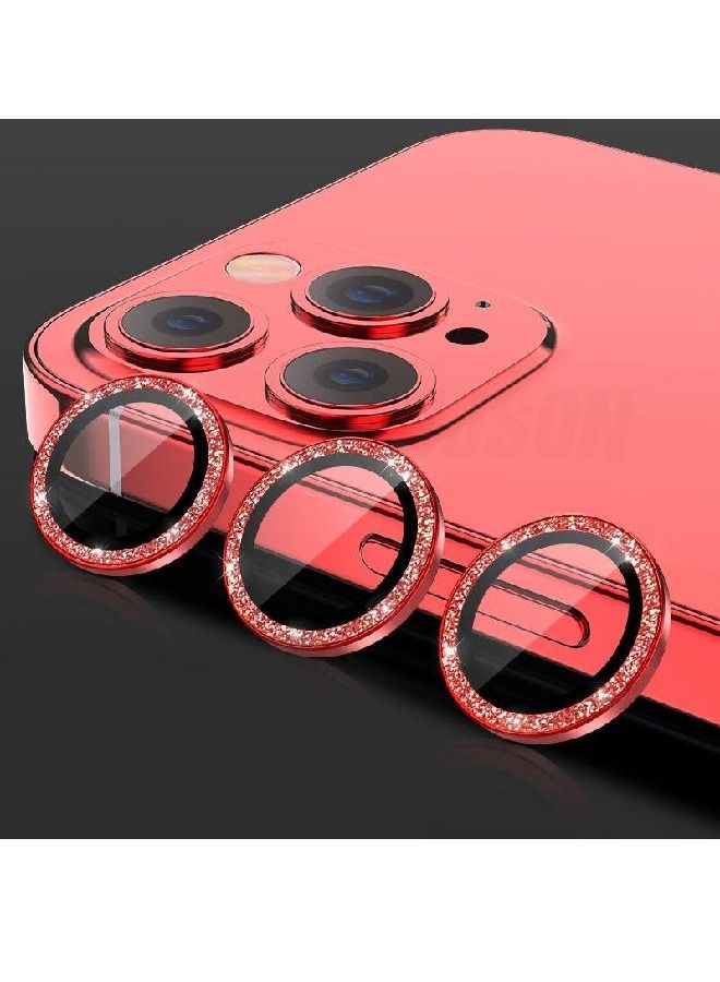 Zolo Anti Scratch HD Premium Tempered Camera Lens Protector for iPhone 14 PRO Glitter Diamond Red 