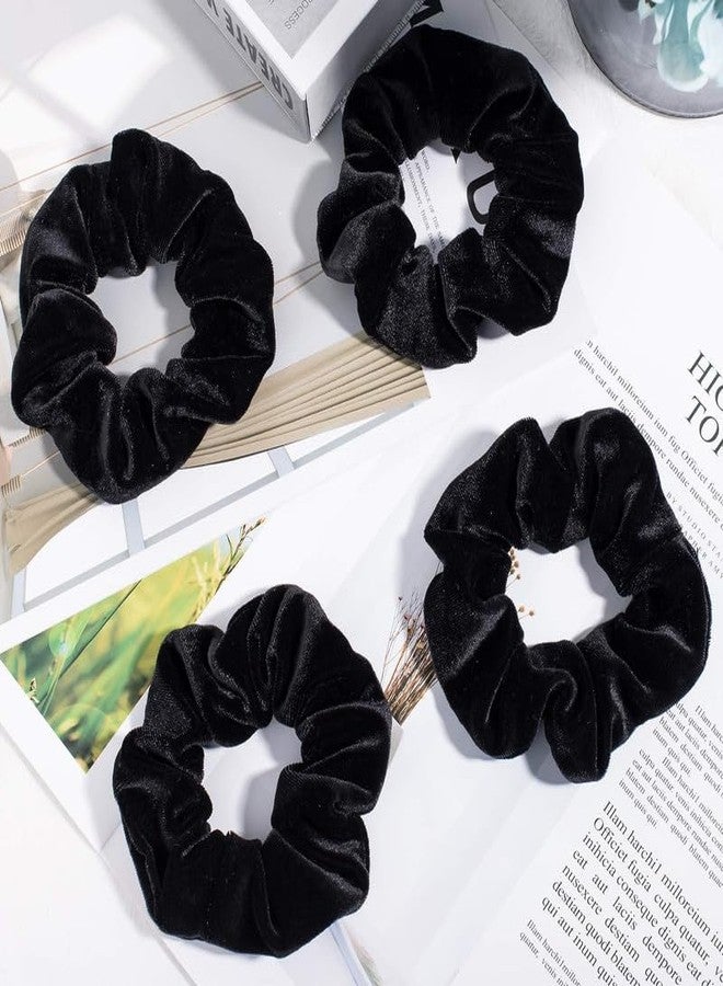 CHIROGRAPHY 12 luxury Pieces Hair Scrunchies Velvet Elastics Scrunchy Bobbles Soft Hair Bands Hair Ties (Black) - Image 3