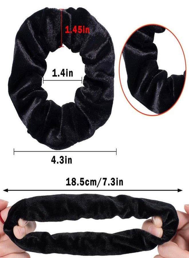 CHIROGRAPHY 12 luxury Pieces Hair Scrunchies Velvet Elastics Scrunchy Bobbles Soft Hair Bands Hair Ties (Black) - Image 2
