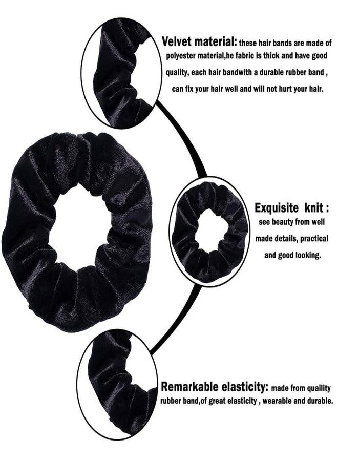 CHIROGRAPHY 12 luxury Pieces Hair Scrunchies Velvet Elastics Scrunchy Bobbles Soft Hair Bands Hair Ties (Black) - Image 4