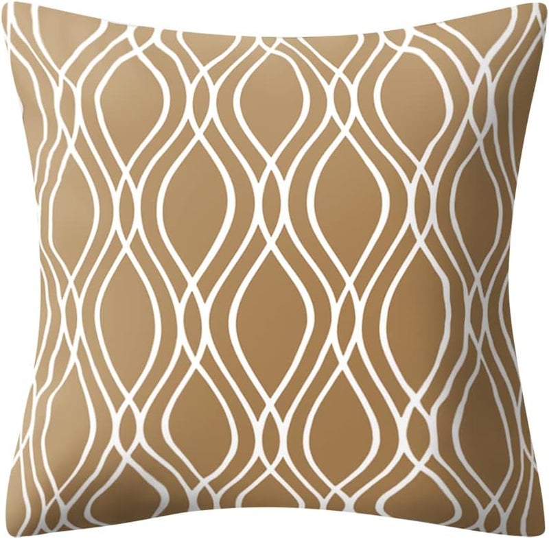 Drmstow Brown Pillow Covers 18x18 Set of 4 Decorative Geometric Throw Pillow Case Outdoor Sofa Pillow Cushion Covers for Couch Living Room Bed Patio Furniture IndoorsHome Decor… - Image 5