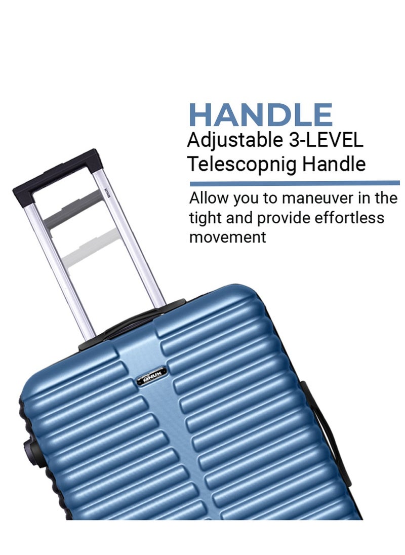 Destiny Set of 2 Luggage | Hardside Soft Handle Trolley with TSA Lock |360° 4 Wheeler| Cabin-20 Inch, Large-28 Inch| Blue