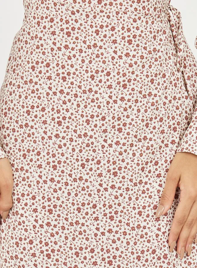 Styli Floral Ditsy Print Wrap Maxi Dress