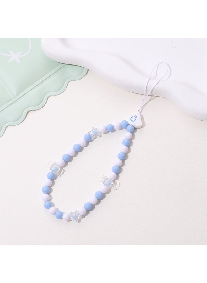 NIBEMINENT Beaded Phone Lanyard, Anti Lost Removable Wrist Strap,K1070 Ceramic Cloud Bracelet Pendant, Phone Keychain Lanyard