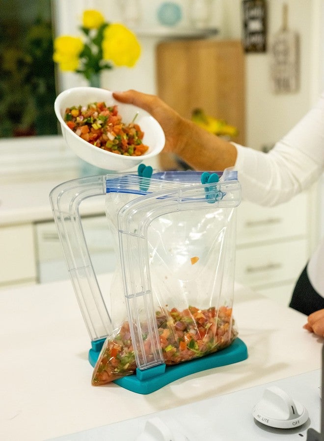 Jokari Jumbo Weight Bearing Clip and Fill Baggy Rack. Sturdy Stand Props Open Plastic Food Storage and Freezer Bags for Hands Free, No Mess Pouring of Leftovers, Meal Prep Ingredients or Snacks - Image 2