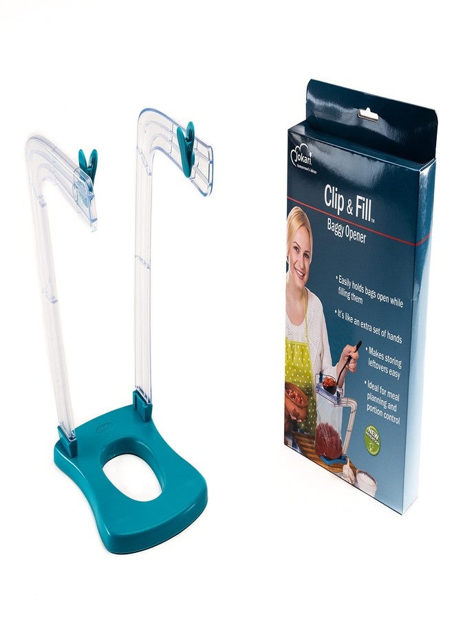 Jokari Jumbo Weight Bearing Clip and Fill Baggy Rack. Sturdy Stand Props Open Plastic Food Storage and Freezer Bags for Hands Free, No Mess Pouring of Leftovers, Meal Prep Ingredients or Snacks - Image 1