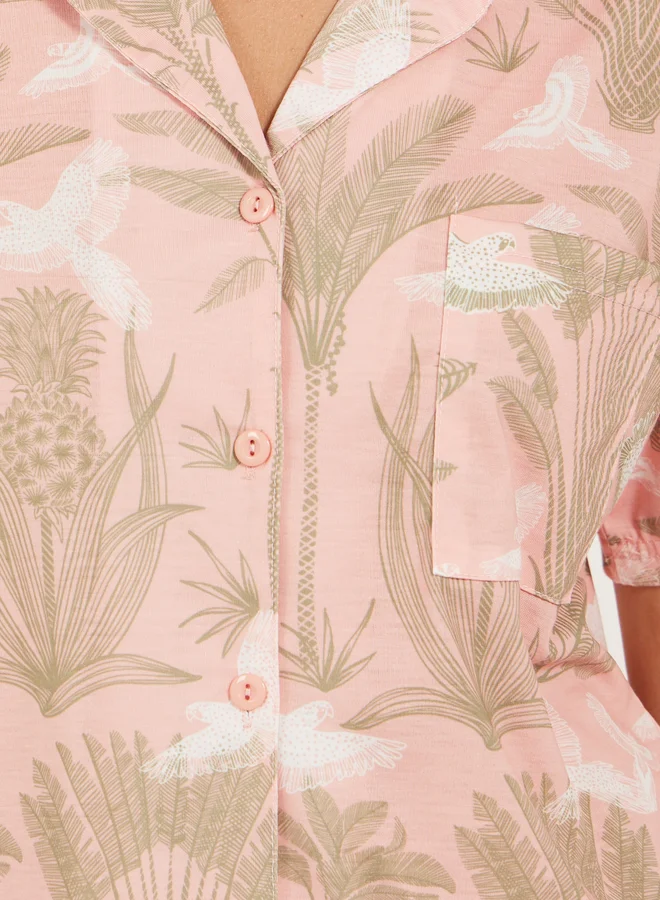Styli Tropical Printed Shirt and Pyjama Pants Set