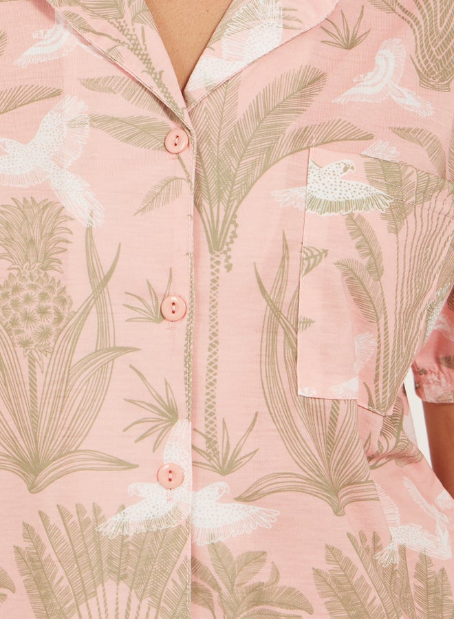Styli Tropical Printed Shirt and Pyjama Pants Set  - Image 4