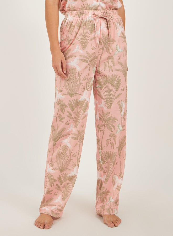 Tropical Printed Shirt and Pyjama Pants Set