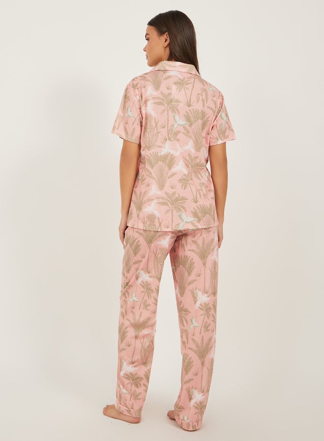 Styli Tropical Printed Shirt and Pyjama Pants Set  - Image 5
