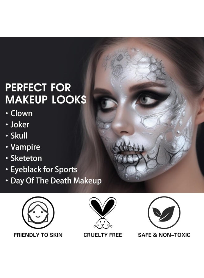 BOBISUKA BOBISUKA Silver Face Body Paint, Metallic Oil-based Painting Kit, Cream Blendable Facepaint for Halloween Cosplay, Costume, Parties, Stage, Theater, SFX Special Effect Makeup（2.1 Fl.oz） - Image 3