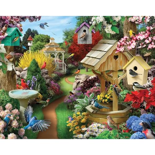 Bits and Pieces 100 Piece Puzzles for Adults Alan Giana 3Pack 100 Extra Large Pieces 15 x 19 Jigsaw Puzzles Beautiful Birdhouses No 2 Pieces Alike - Image 5