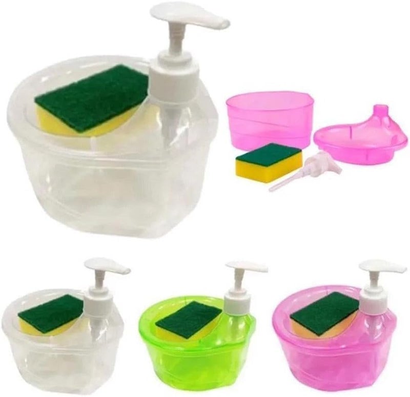 Redvant Redvant 3 in 1 Soap Pump Dispenser Dish Soap Liquid Dispenser Sponge Holder Dish Soap Pump Dispenser for Kitchen Sink Accessories Items Countertop Kitchen Bathroom First Variation  - Image 2