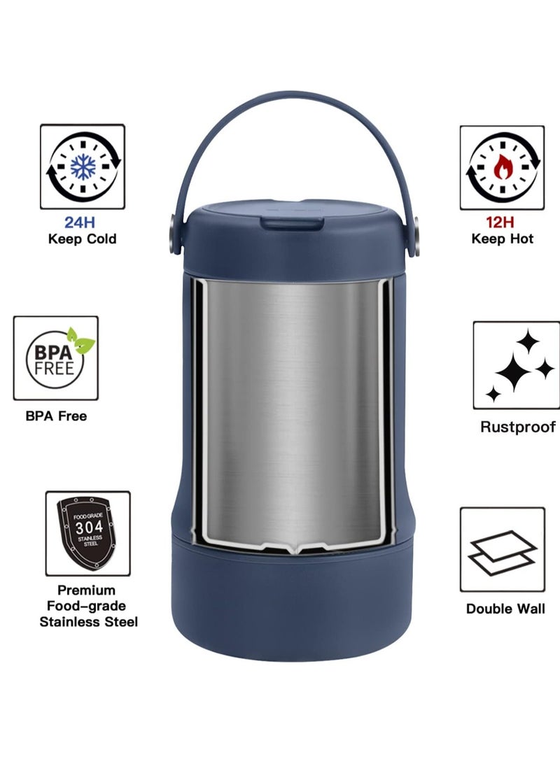 Ideus 20 oz Insulated Soup Thermo with Foldable Spolk and Bowl, All-in-one Stainless Steel Vacuum Thermal Food Jar for Lunch, Leakproof Bento Lunchbox... - Image 2