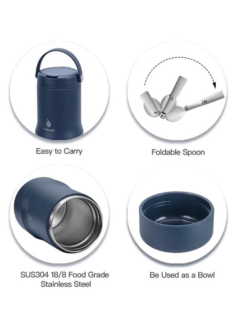 Ideus 20 oz Insulated Soup Thermo with Foldable Spolk and Bowl, All-in-one Stainless Steel Vacuum Thermal Food Jar for Lunch, Leakproof Bento Lunchbox... - Image 3