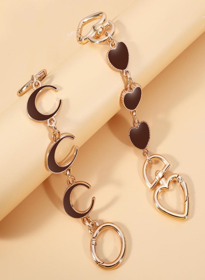 Tmtains 2Pcs Bag Extender Chain Heart Moon Purse Strap Extenders for Handbags Purse Extender Chain Gold Chain Purse Strap Replacement Brown Purse Accessories Bag Charms for Handbags Purse Making Supplies - Image 5
