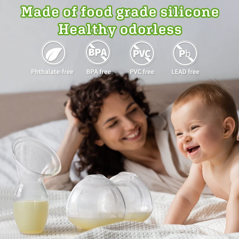haakaa مضخة الثدي اليدوية هاكّا لجمع الحليب 4 أونصات 100 مل ومجمع الحليب على شكل خنفساء 25 أونصة 75 مل من السيليكون الغذائي - Image 4