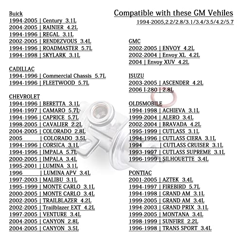 JCCGLOBAL Fuel Injection Pressure Regulator 1994-2005,2.2/2.8/3.1/3.4/3.5/4.2/5.7 compatible with GM,Chevy TRAILBLAZER/Camaro,Buick Regal,Cadillac,GMC,Isuzu,Oldsmobile,Pontiac,17113622,17120440,FP10300 - Image 4